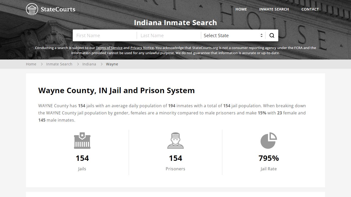 Wayne County, IN Inmate Search - StateCourts